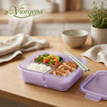 Viorqena™ Purple 3-Compartment Lunch Box with Clear Lid