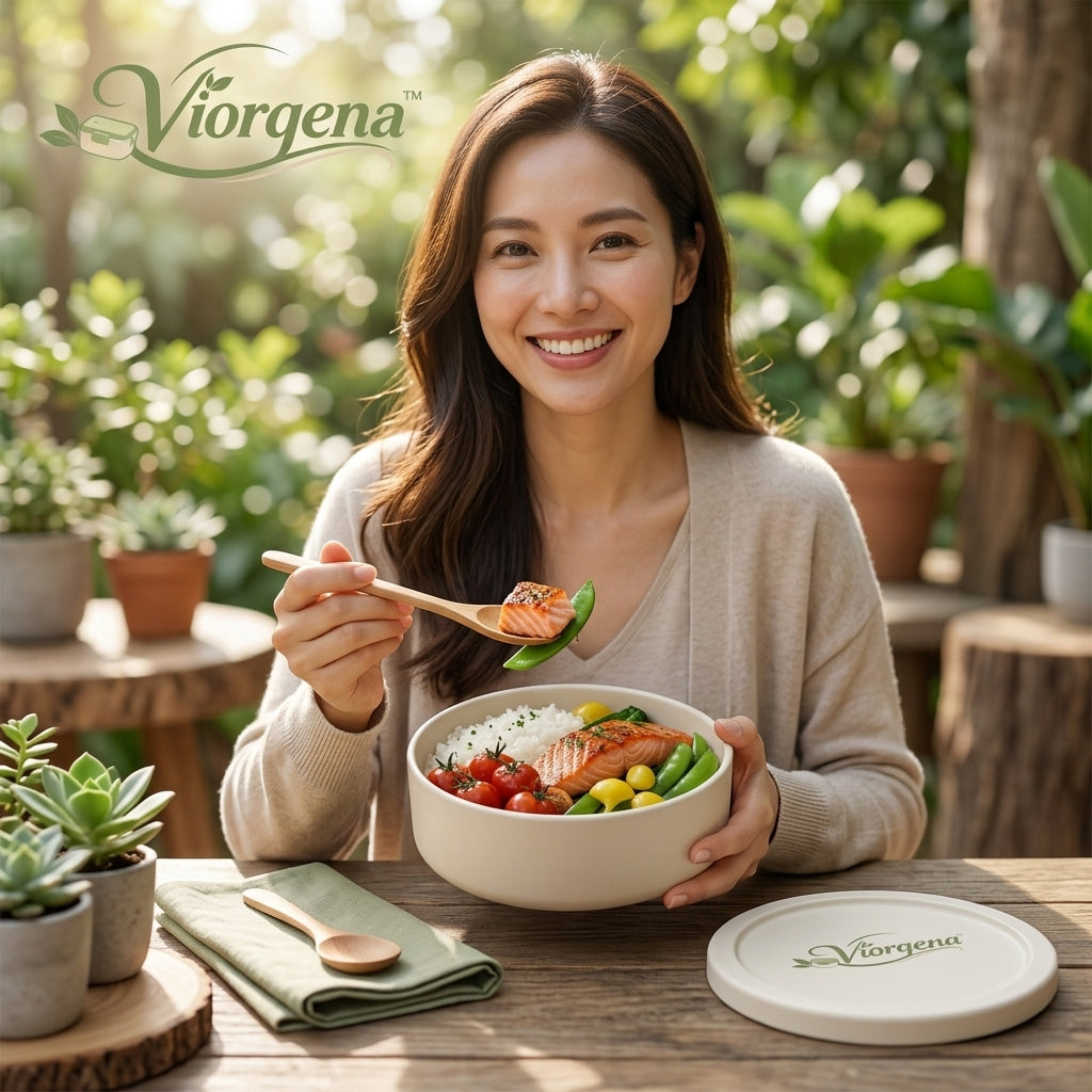 Viorqena™ Minimalist Round Bento Lunch Bowl with Fresh-Seal Lid
