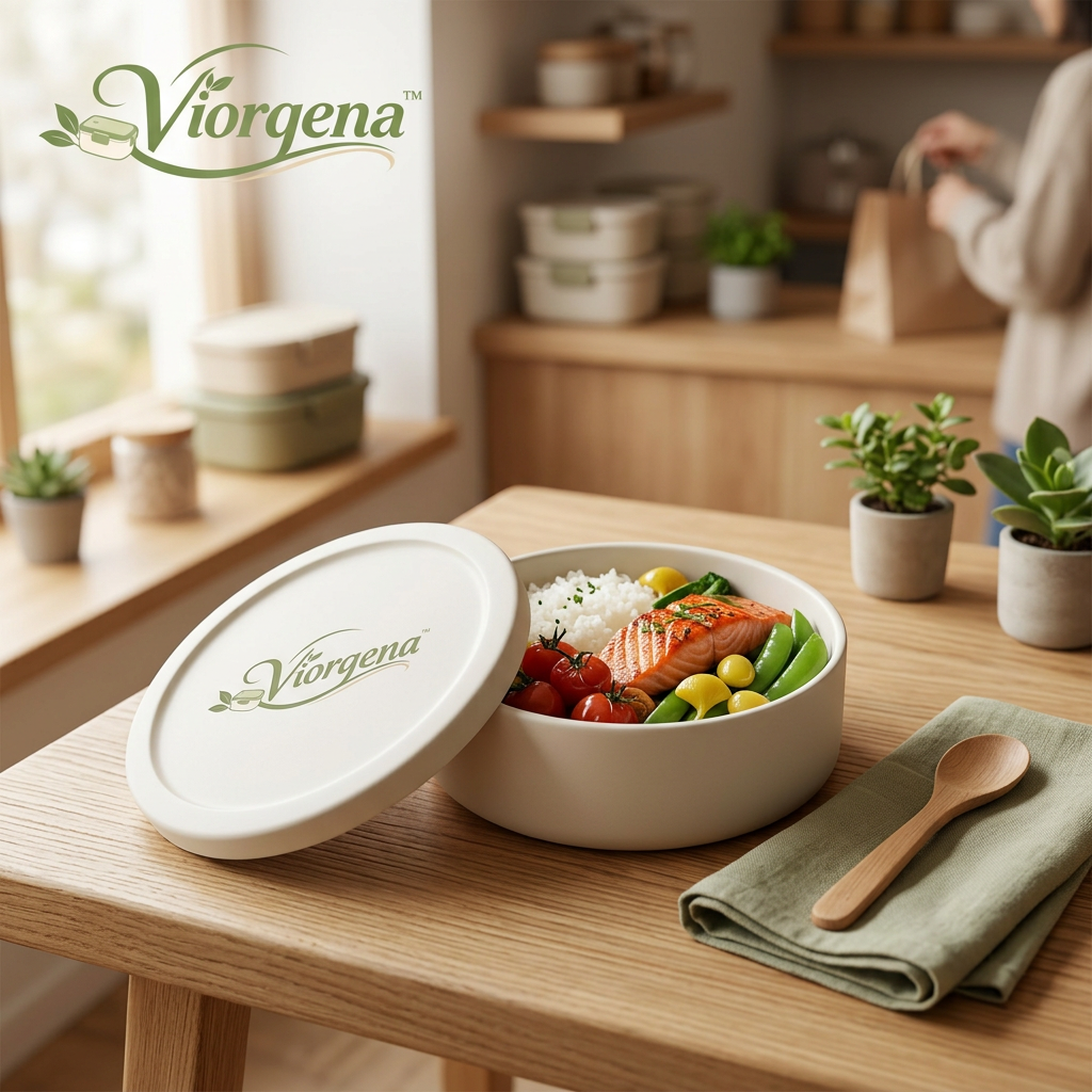 Viorqena™ Minimalist Round Bento Lunch Bowl with Fresh-Seal Lid