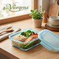 Viorqena™ Leakproof Glass Meal Prep Bento Box with Airtight Snap-Locking Lid