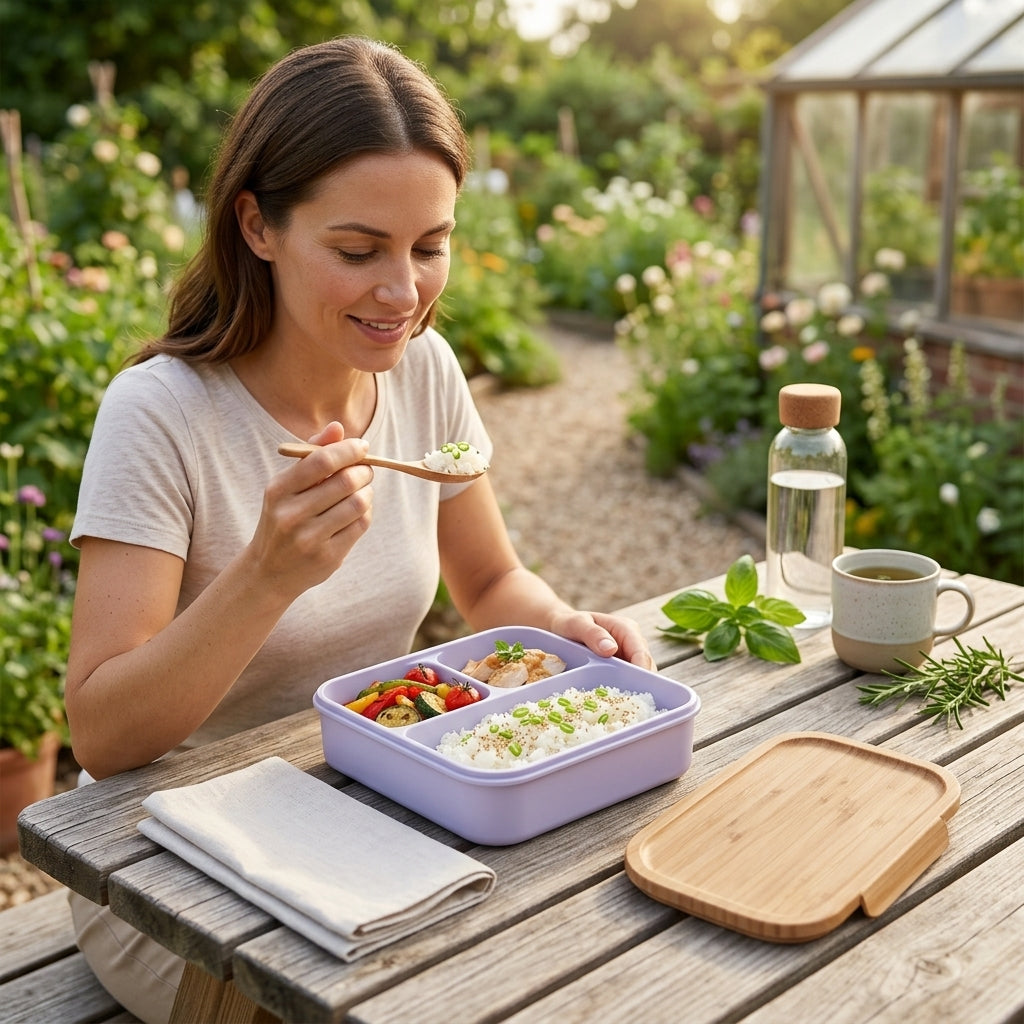 Viorqena™ 3-Compartment Bento Lunch Box – Leak-Resistant Portion Control Meal Prep Container with Snap-Lock Lid